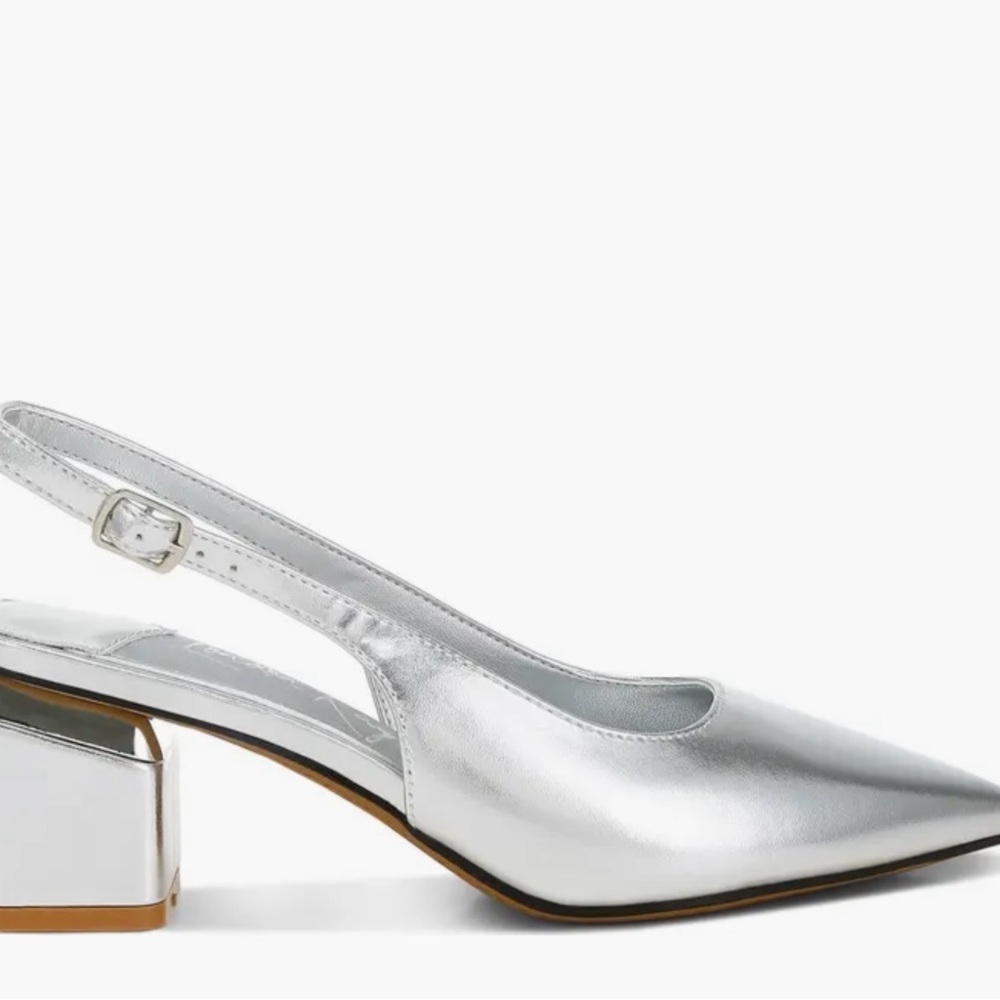 London Rag Silver Slingback Block Heel Pump, Size 7.5-8 - Picture 2 of 15